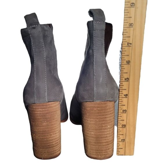 Jeffrey Campbell Booties Oshea Grey Leather Chunky Heel Ankle Boot Shoes Size 10 - Picture 8 of 15